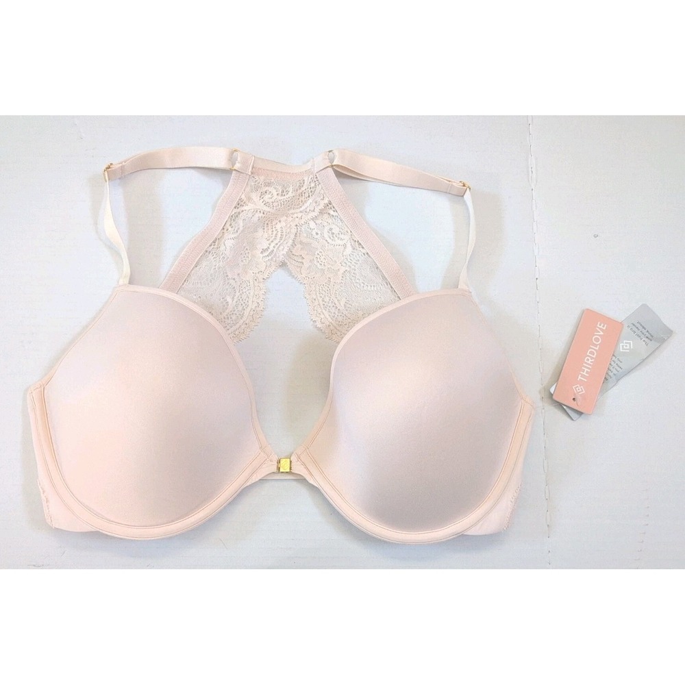 Thirdlove Bra 32G/34F/36E 24/7 Pink Lace Racerback Underwire Front Close - New